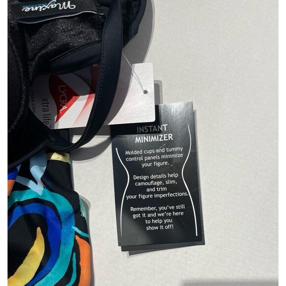 Maxine of Hollywood Watercolor Expressions Faux Tankini One Piece Size 12 New - Picture 6 of 6